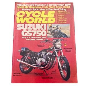 Cycle World Magazine January 1977 Suzuki GS750 Yamaha XT500D Harley Sportster